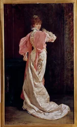 Pełnowymiarowy portret francuskiej aktorki Henriette Rosine Bernard znanej jako Sarah Bernhardt (1844-1923) Obraz Georgesa Julesa Victora Clairina (1843-1919). 19 wiek. Paryż, komedia francuska
