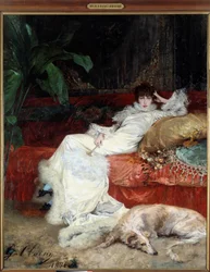 Portret aktorki Henriette Rosine Bernard, znanej jako Sarah Bernhardt (1844-1923), autorstwa Georgesa Julesa Victora Clairina (1843-1919)