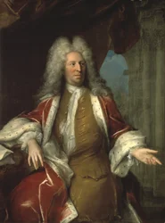 Nikodem Tessin Młodszy, szwedzki architekt - hrabia Nikodem Tessin Młodszy (1654-1728), autorstwa Desmarees, George (1697-1776). olej na płótnie