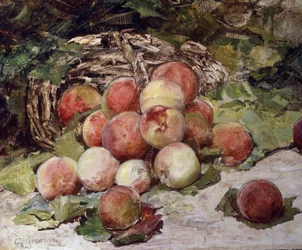 Brzoskwinie. Obraz autorstwa Georges Jeannin (1841-1925) Kolekcja prywatna.