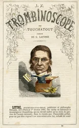 Emile LITTRE (1801-1881) - ilustracja z "Le Trombinoscope", satyrycznego czasopisma politycznego autorstwa Leona-Charlesa Bienvenu, znanego jako Touchatout (1835-1910) monografia N. 18, Imprimerie Vallee, Paryż