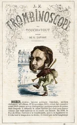Eugene ROUHER (1814-1884) - ilustracja z "Le Trombinoscope", satyrycznego czasopisma politycznego autorstwa Leona-Charlesa Bienvenu, znanego jako Touchatout (1835-1910) monografia N. 18, Imprimerie Vallee, Paryż