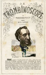 FERRY Jules Francois Camille Ferry (1832-1893) . ilustracja z "Le Trombinoscope", satyrycznego czasopisma politycznego autorstwa Leona-Charlesa Bienvenu, znanego jako Touchatout (1835-1910) monografia N. 26, Paryż