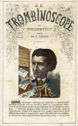 Victorien SARDOU (1831-1908) - ilustracja z "Le Trombinoscope", satyrycznego czasopisma politycznego autorstwa Leona-Charlesa Bienvenu, znanego jako Touchatout (1835-1910) monografia N. 24, Paryż