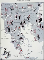 Wojna na Bałkanach: mapa teatru wojennego - w "La Vie Parisienne" z 26.10.1912 r. (druk)