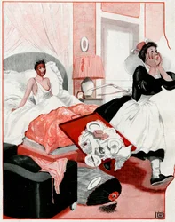 Tak zwana Maska Piękności i nowa pokojówka - Mój Boże! - ilustracja z la Vie Parisienne