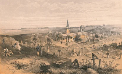 Cmentarz i kościół kwarantanny z francuską baterią nr 50, 1856 r.