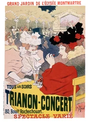 Plakat do spektakli na koncercie Trianon w ogrodzie paryskiego kabaretu Elysee Montmartre, ok. 1900
