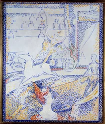 Cyrk Tancerz wykonujący numer akrobacyjny na koniu i klaun. Szkic Georgesa Seurata (1859-1891) 1891 Nd. 0,55x0,46 m Paryż, musee d