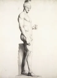 Wojownik w hełmie, z profilu, 1875-1878