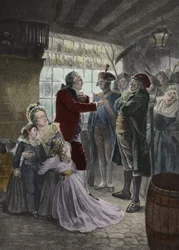 Rewolucja francuska: 21 czerwca 1791 r. Rodzina królewska (Ludwik XVI król Francji, królowa Maria Antonina i ich dwoje dzieci, siostra króla Elżbieta i guwernantka dzieci) dopadła w zajeździe w Varennes (Varennes-en-Argonne) podczas ten