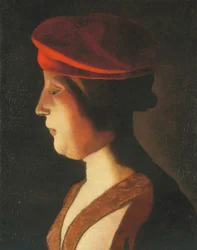 Głowa kobiety; fragment (olej na płótnie)
