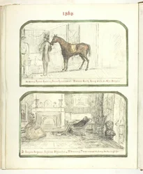 Bez tytułu [mężczyzna z koniem i para odpoczywająca przy ognisku], 1868.