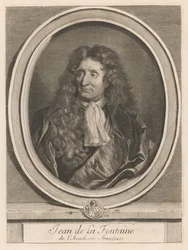 Jean de La Fontaine, z książki Les hommes illustres..., tom I, autorstwa Charlesa Perraulta