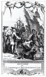 Frontyspis do Histoire de lAmerique septentrionale Bacqueville de La Potherie (1663-1736), opublikowany w 1753 r. (fot. bw)