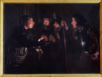 Odmowa św. Piotra. Obraz Gerarda Seghersa (1591-1651). olej na płótnie