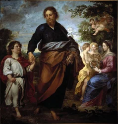 Św. Józef i Jezus, w tle dziewica (olej na płótnie)