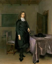 Portret mężczyzny autorstwa Gerarda Ter Borcha (Terburg), młodszego (1617-1681), - Olej na płótnie - Tiroler Landesmuseum Ferdinandeum, Innsbruck
