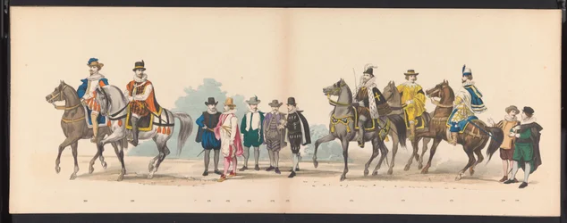Maskarada uczniów Leiden, 1875 (tablica 11) Maskarada zorganizowana przez członków korpusu studenckiego Leiden 15 czerwca 1875 roku z okazji 300-lecia Leidsche Hoogeschool, przedstawiająca Leidsche Hoogeschool, przedstawioną na