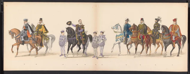 Maskarada uczniów Leiden, 1875 (tablica 5) Maskarada zorganizowana przez członków korpusu studenckiego Leiden 15 czerwca 1875 roku z okazji 300-lecia Leidsche Hoogeschool, przedstawiająca Leidsche Hoogeschool, przedstawioną na