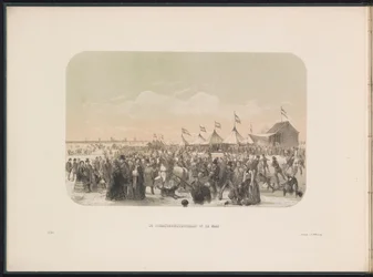 Łyżwiarstwo na Maas w Rotterdamie, 1855 Lodowisko na Maas (tytuł na obiekcie) Zabawa na lodzie na Maas w Rotterdamie w lutym 1855, z podpisami (tytuł serialu na obiekcie)