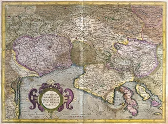 Friuli, Włochy - Słowenia (Istria) z Zatoką Triesteńską i Bałkanami (grafika)
