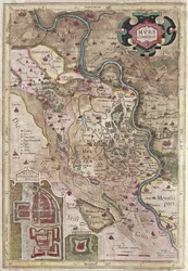 Przebieg rzeki Ren w Westfalii w Niemczech (rycina