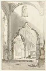 Wnętrze Nieuwe Kerk w Amsterdamie, po wielkim pożarze 1645