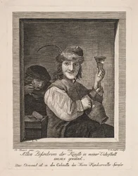 Chłop z dzbanem i szklanką