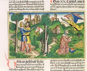 2 Samuela 20 10 Joab zabija Amasę, z „Biblii Norymberskiej (Biblia Sacra Germanaica)” (drzeworyt kolorowy)