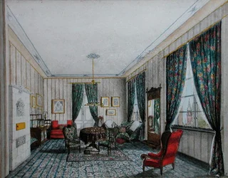 Wnętrze salonu, ok. 1855 (akwarela na papierze)