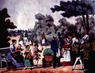 Niemiecki park latem, ok. 1860 r. (kolorystyka)