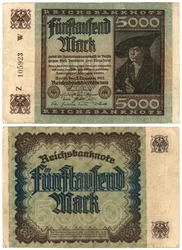 Banknot 5 tysięcy marek, 1922 (odwrócony i odwrócony)
