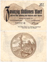 Banknot 20 milionów marek, 1923 (odwrócony i odwrócony)