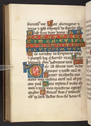 Dodać. 60629, f.90v Inicjał i tekst (welin)