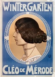 Reklama filmu "Wintergarden" z Cleo de Merode w roli głównej (kolorowa litografia)
