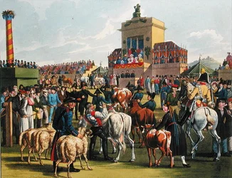Wystawa rolnicza w Cannstatt, Wirtembergia, ok. 1820 (kolorowe grawerowanie)