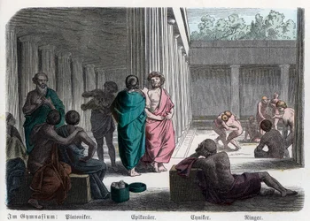 Historia starożytna. Grecja. Platonicy, epikurejczycy i cynicy: atletyczni ... (rycina)