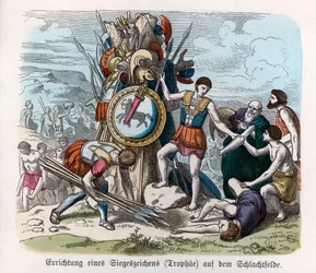 Historia starożytna. Grecja. Trofea wojenne ... (rycina)