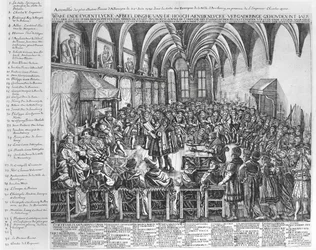 Zgromadzenie Najwybitniejszych Książąt Niemieckich w Sali Biskupiej w Augsburgu w obecności Karola V (1500-58) 25 czerwca 1530 r.