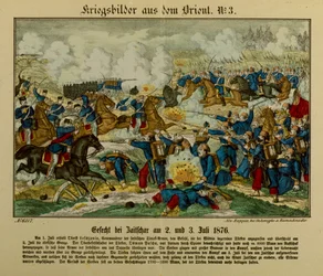 Bitwa pod Zajecarem, 2-3 lipca 1876, podczas I wojny serbsko-osmańskiej (1876-77), Neuruppiner Bilderbogen, 1876
