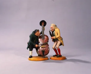 Figurki karykaturalne muzyków, wykonane w Norymberdze, 1836 (ceramiczne) (patrz także 78087)