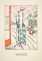 "Das Auto Ist Da!", reklama sukienki autorstwa Marie Latz, ze Styl, wyd. 1922 (druk pochoir)