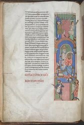 David jako harfista we wstępie do Psalmów, „Biblia robaków”, Harley 2804 f.3v, 2.-3. ćw. XII w. (tusz i kolor na pergaminie)