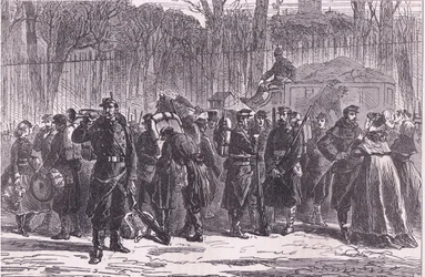 Wymarsz Dziesiątego Pułku Gwardii Narodowej na wysunięte posterunki, Historia wojny między Francją a Niemcami Cassella, wydana przez Cassell and Company Limited, około 1890 roku