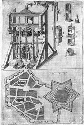 Projekt fortyfikacji z Harmony in Fortalitatis Constructis, Defendensis & Oppugnandis autorstwa Wendelina Schildknechta, str.120, opublikowany 1652