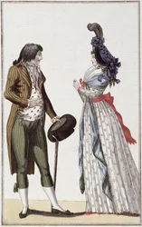 Modna para okresu dyrekcji (1795-99) (kolorowe grawerowanie)