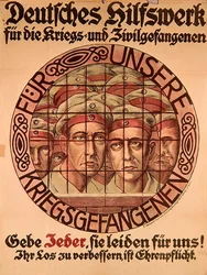 Plakat I Wojny Światowej wzywający Niemców do przekazania pieniędzy na pomoc niemieckim jeńcom wojennym (kolor lito)
