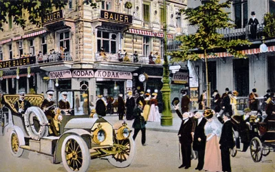Niemiecka pocztówka przedstawiająca paradę cesarza Wilhelma II, ok. 1912 (patrz 212424)