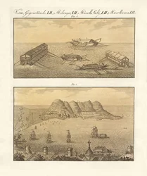 Gibraltar i baterie pływackie (kolorowy grawerunek)